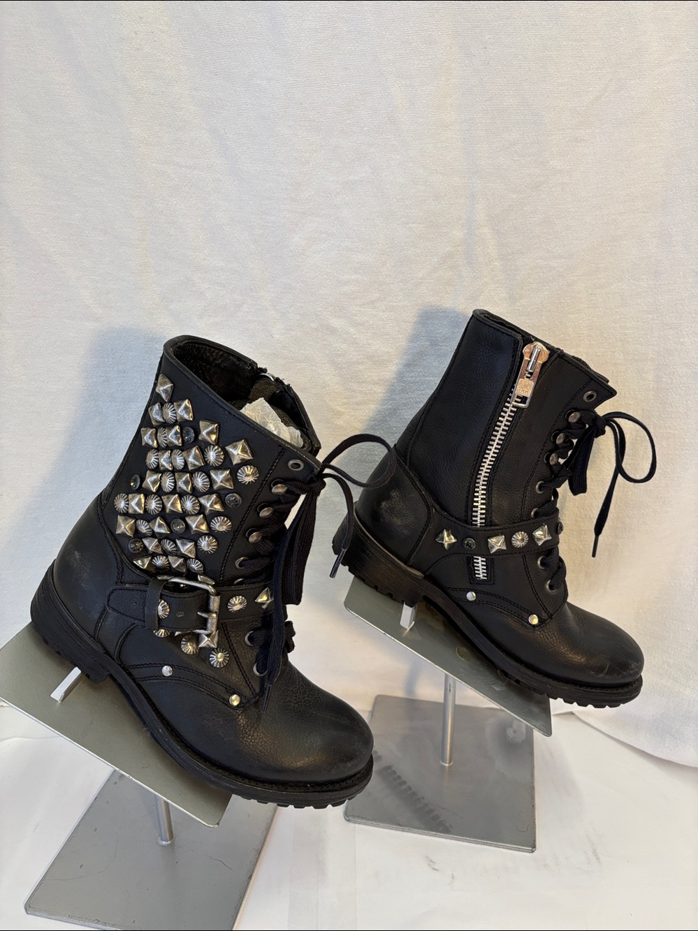 NWOB Ash Ryanna Embellished Leather Combat Boots - Picture 6 of 15